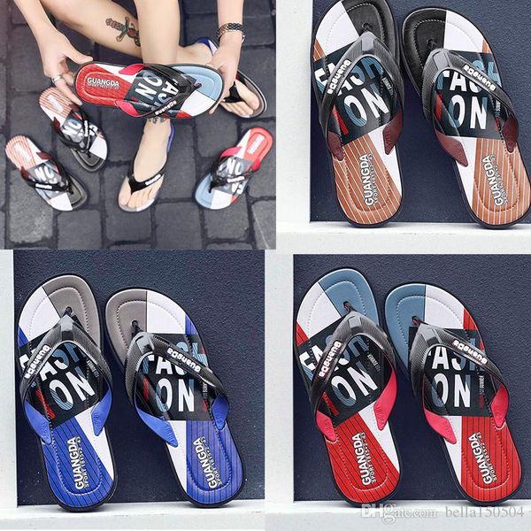 

trend leisure rubber slide designers sandal slippers blue red black stripe design men classic men summer outdoor beach flip flops