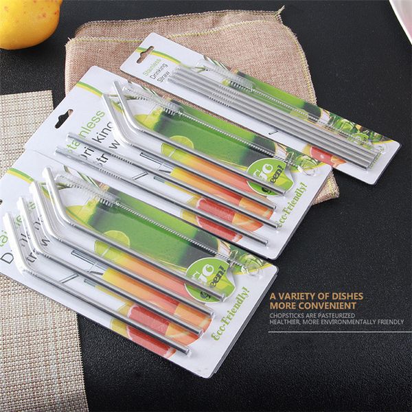 

food grade соломка из нержавеющей стали 304 напиток соломка сок соломка 4 + 1 кисть блистерной упаковки оптом