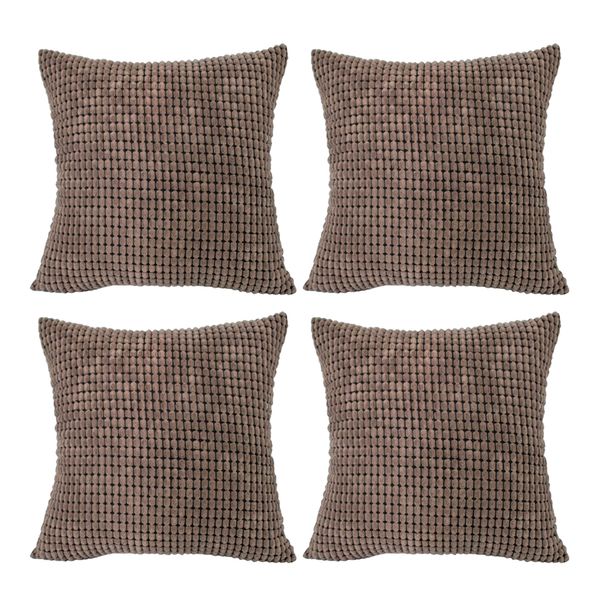

4pc corn corduroy plush throw cushion cover home deco pillow case 24'' brown