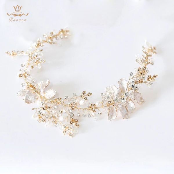 

урожай ручного pearls невеста hairbands ретро цветок мягкие ободки для новобрачного кристалл аксессуары для волос, Golden;white