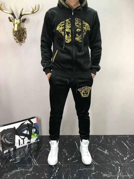 

tracksuit men set brand men's hoodie with pants sporting suit track sweat print sweatsuit male sportswear men jacket new big size -3xl, Gray