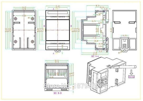 

two styles] 87*60*53mm din rail enclosure junction box plc plastic enclosure for electronic project small diy din rail box