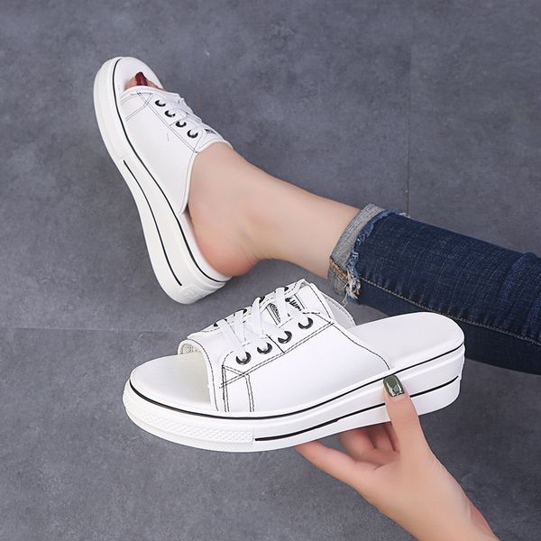 

summer 2020 fashion casual sneakers wedges heels slides women sandals comfort platform slippers women shoes, Black