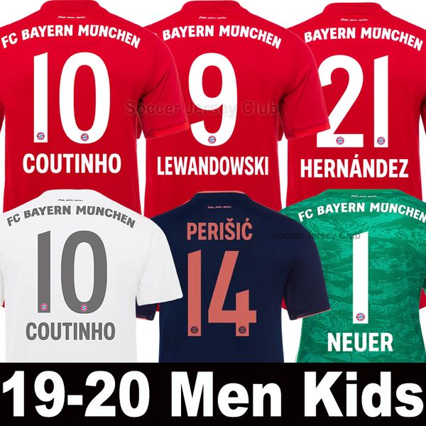 

2019 2020 COUTINHO Bayern Munich LEWANDOWSKI PAVARD soccer jersey Men Kids away white ARP HERNANDEZ PERISIC 19 20 goalkeeper football shirt