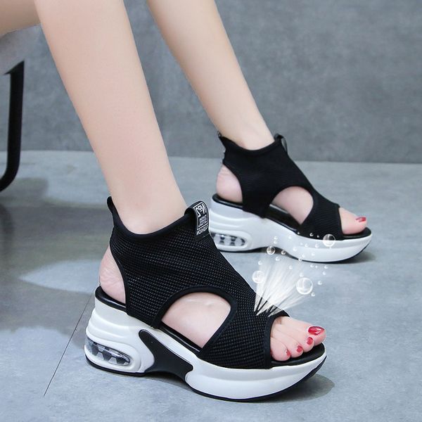 

mesh sandals shoes women sports open toe girls outdoor sandals female height increased platform high sneakers sandalia mujer