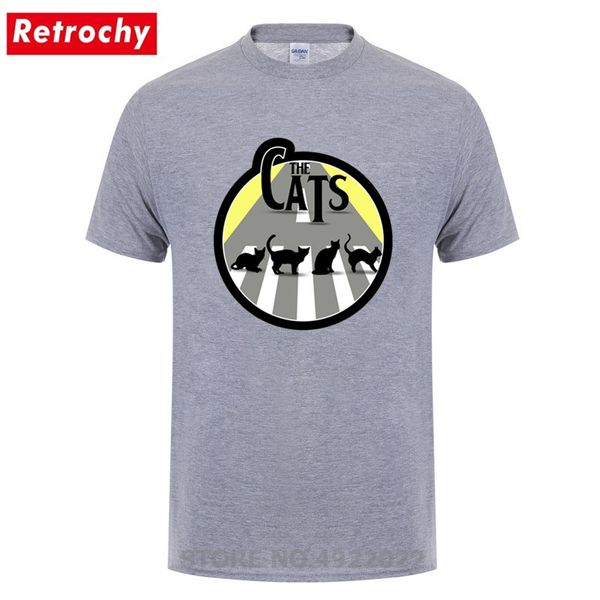 

the walking cats abbey road t shirt animal design men's stylish tshirt the t-shirt cool black cat clothes camisetas, White;black
