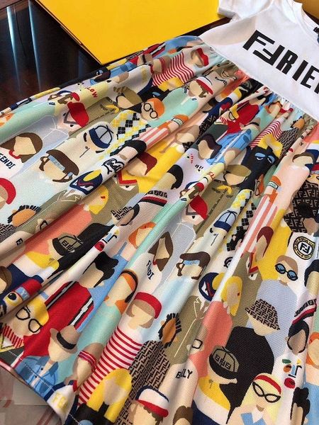 

Шелковые длинные платья F * с принтом мультфильмов Лето 2019 Детский бутик Одежда 3-12