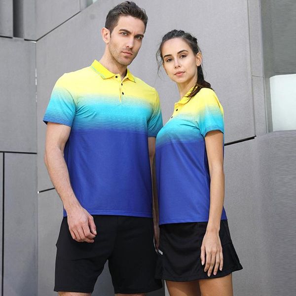 

badminton tennis uniform sports tennis t-shirt men's and women's haut de parte superior de tenis, White;yellow