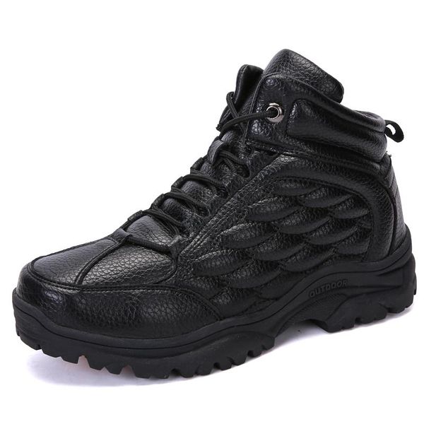 

new men boots winter with fur warm snow boots men winter work shoes footwear fashion rubber ankle, Black