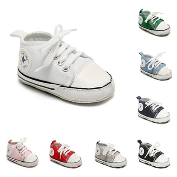 

newborn first walkers crib shoe white soft anti-slip sole toddler casual canvas baby infant boy girl shoes