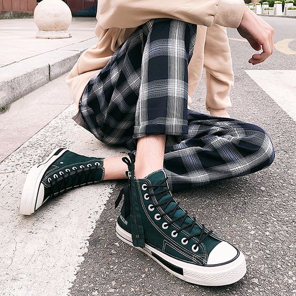 

2019 new fashion women's shoes high shoes multiple colors low to help vulcanized 35-44 casual wild student yasilaiya, Black