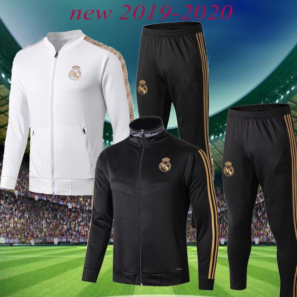 

2020 new real madrid hazard soccer training suit full zipper tracksuit kit 19 20 ronaldo modric bale marcelo isco football jacket, Black;yellow