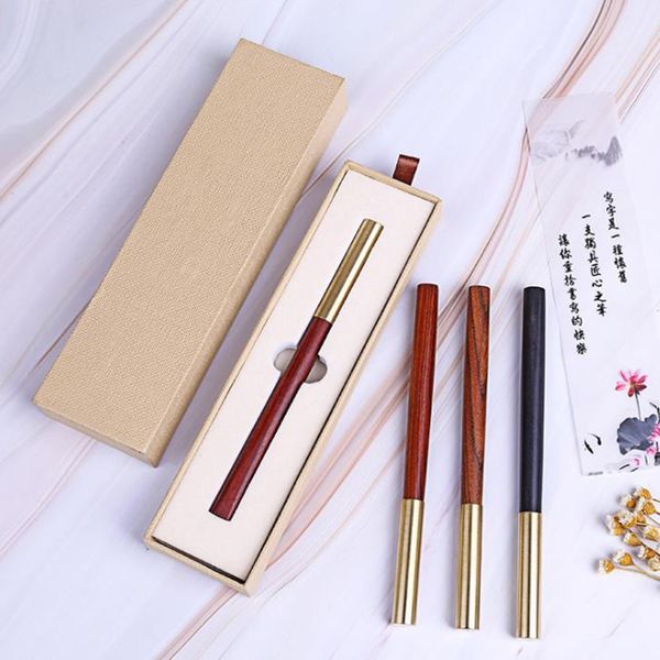 

handmade solid wood gel pen natural color brass pen luxury gift set for business office & school writing tool