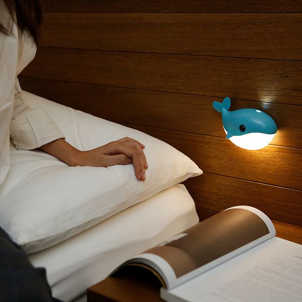 

originality small blue whale led intelligence small night-light usb charge cupboard human body induction lamp bedside bedroom night lamp