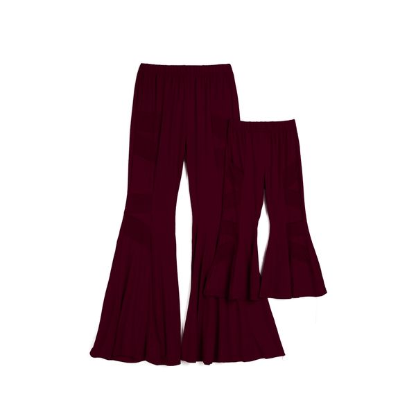 

family matching mother and daughter clothes kids loose flared pants bell bottoms casual matching outfit, Blue