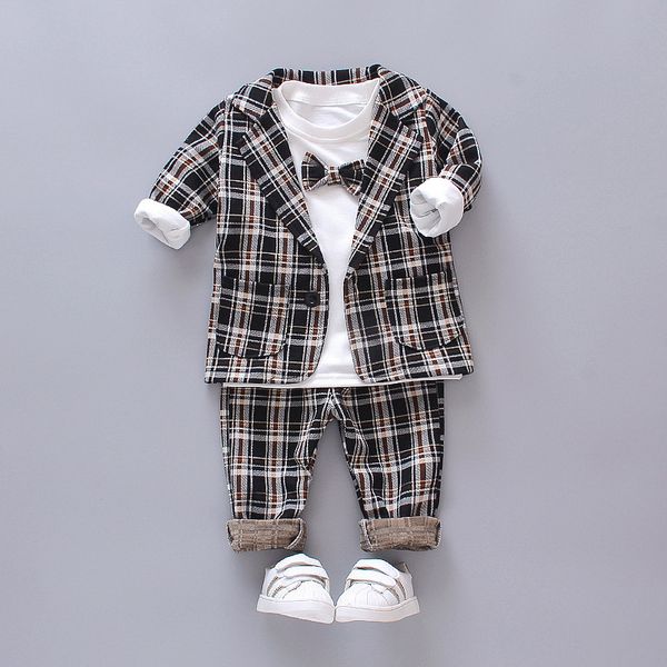 

2019 нового джентльмен мальчиков одежды набора дети весна осень коричневого пальто + брюки поддельный три-кусок костюма дети мальчик одежда, White