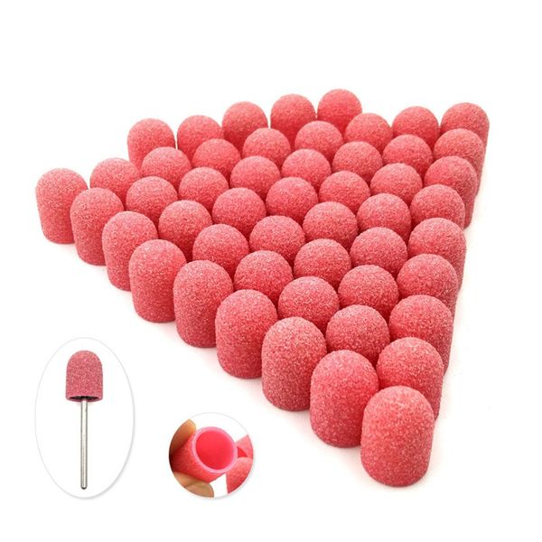 

50pcs пластиковые базовый розовый шлифовальной крышки с абразивным педикюр уход полировка песок блок drill 10x15mm принадлежности для ног ку