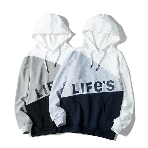 

мужская дизайнерская толстовка осенний тренд мужская толстовка свободная мужская повседневная куртка с цветным контрастом круглый воротник м, Black