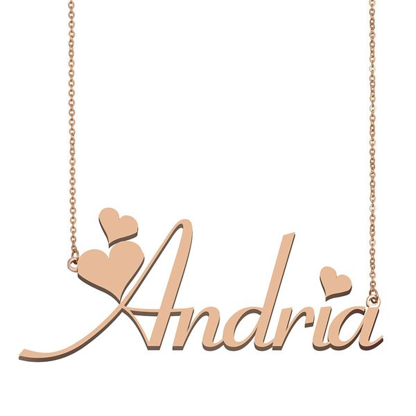 

Andria Name Necklace Pendant for Women Girlfriend Gifts Custom Nameplate Children Best Friends Jewelry 18k Gold Plated Stainless Steel, Silver