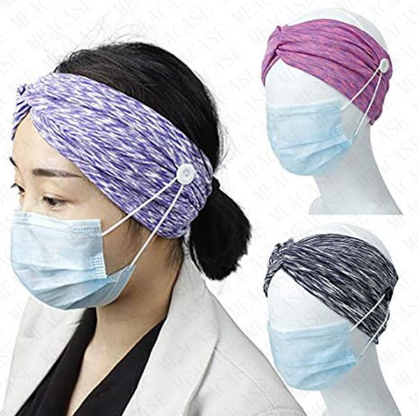 

solid cross headband with button for ear protective women gym sweat hairbands face mask holder elastic hairlace hair accessories d8507, Slivery;white