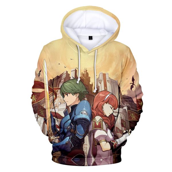 

мужские 3d printed дизайнер hoodie fire emblem одежда весна осень с капюшоном причинно подростковая пуловеры кофты, Black