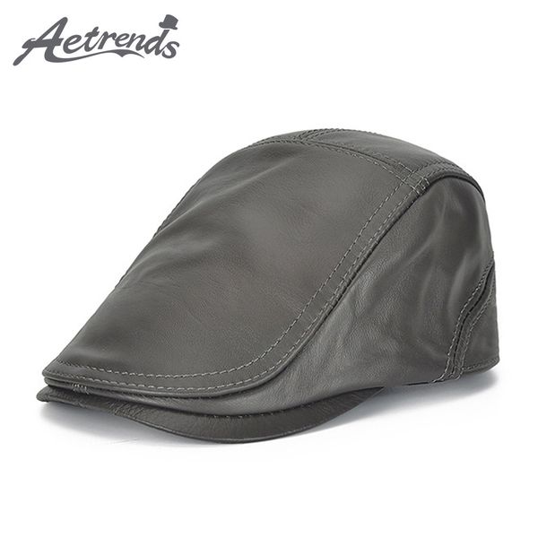 

aetrends] men's flat cap cowhide leather gatsby newsboy lvy irish hats for men driving cabbie hunting caps z-10099, Blue;gray