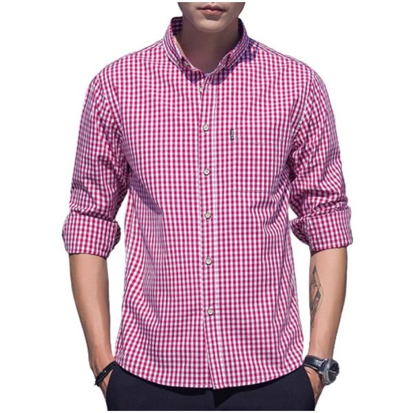 

men's new pure cotton breathable simple long sleeve shirt casual comfortable plaid style versatile long sleeve shirt, White;black