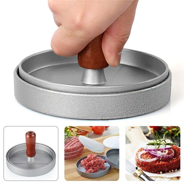 

drohoey burger press non stick mould, hamburger patty maker hamburger press round shape aluminum alloy 11 cm suit for bbq