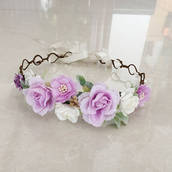 

purple flower girl crown, Slivery;white