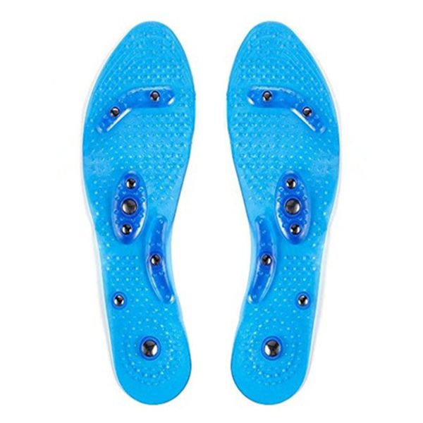 

1 pair massage fatigue remove foot pad relaxation silicone elastic gel insole transparent pain relief magnet therapy effective, Black