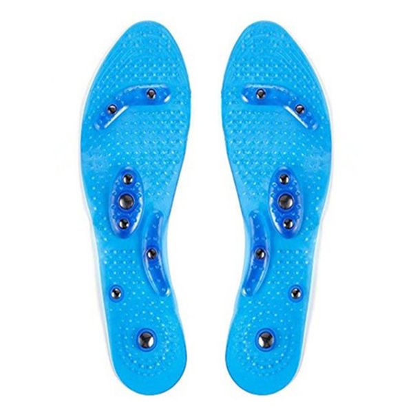 

1 pair massage fatigue remove foot pad relaxation silicone elastic gel insole transparent pain relief magnet therapy effective, Black