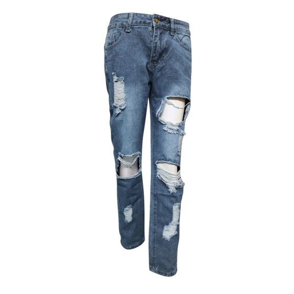

womail womens pocket hole denim button zipper slim skinny fold pants jeans casual elastic partyclub daily fashion19nov25, Blue