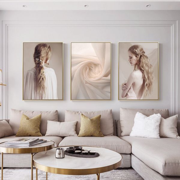 

scandinavian fashion wall art beauty model woman print female poster canvas art wall picture painting modern home decor