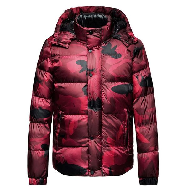 

plus size mens winter jackets fashion camouflage stand collar hat detachable thickened warm coat mens parkas, Black