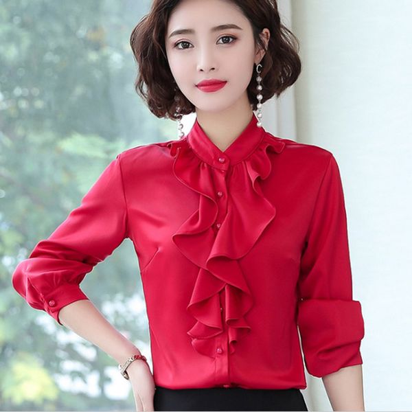 

new arrival lady white shirts plus size s-4xl black color clothing 2020 women fashion red blouses