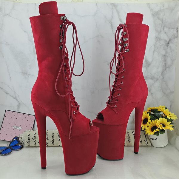

Leecabe 23CM/9inches RED Suede Pole dance shoes High Heels Pole Dance boot
