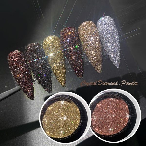 

nails gradient shiny nail glitter set powder laser sparkly nail art chrome pigment silver diy decoration kit diy manicure tools, Silver;gold