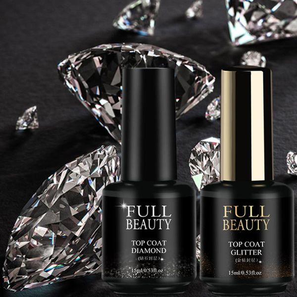 

nail gel 15ml diamond glitter coat quick-drying hardness no wipe varnish shiny sealer soak off lacquer long lasting be1594, Red;pink