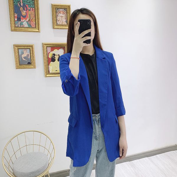 

2019 autumn new korean style suit jacket temperament three quarter sleeved jacket female fashion casual women clothing f070, Black;brown
