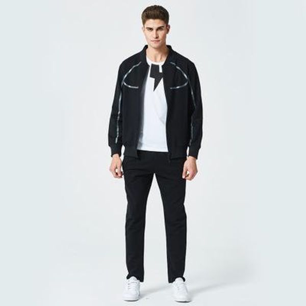 

new fashion tracksuit zipper design pullover with pants suits casual cotton for spring autumn men sport wear us size, Gray