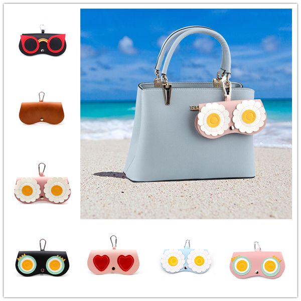 

2019 искусственная кожа мультфильм милый путешествия защита носить солнцезащитные очки коробка крышка женщины солнцезащитные очки коробка су