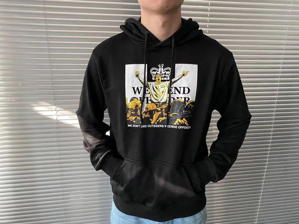 

european and american street hip-hop weekend offender joint special section di printing men and women hooded sweater tide, Black