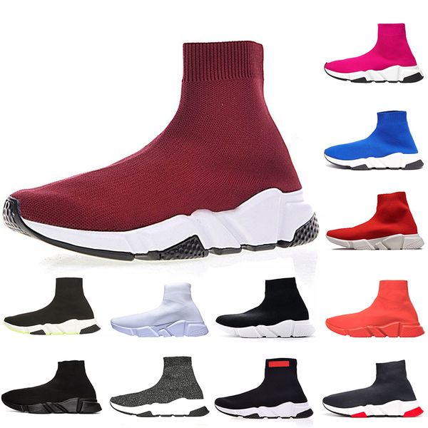 

wholesale pairs brand speed trainer sock shoes red triple black white grey pink racer blue sock trainers casual shoes designer boots zapatos