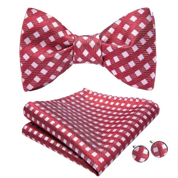 

dibangu new 100% silk mens self tied bow tie adjustable bowtie self-tied ties red plaids dots butterfly wedding party christmas, Black;gray
