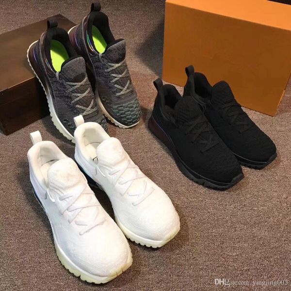 

luxury designer shoes vnr knit casual women men sneakers genuine leather wrinkled sheepskin arena lace-up luxury trainers shoes lw19021905, Black