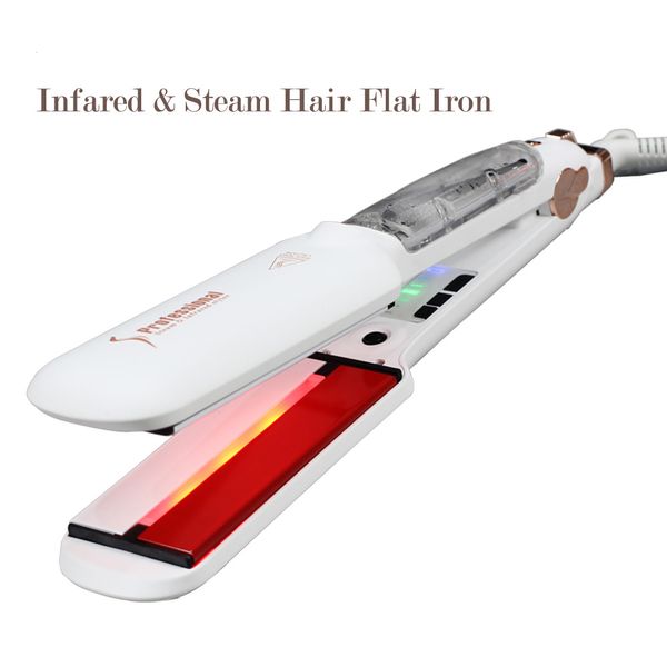 

professional steam hair straightener ceramic vapor infrared heating hair flat iron steampod 2 inch straightening iron, Black