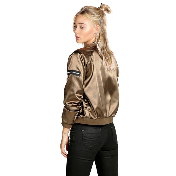 

2017 spring autumn women thin jackets bomber jacket long sleeve zipper up coat casual slim fit outerwear lxh, Black;brown
