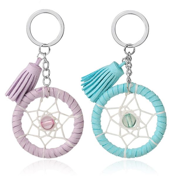 Tornatore da sogno intrecciato rotondo Tassel porta portachiavi da portafoglio decorazioni appesi auto chiave porta -casa fatti a mano Gioielli Gift Girls