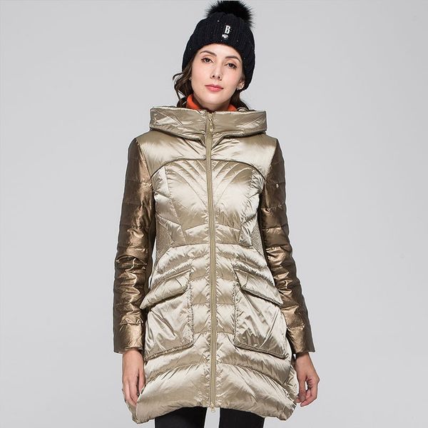 

seven colors winter hooded down jacket female 2019 new slim slimming korean fashion gray duck feather basic coat women hj126, Black