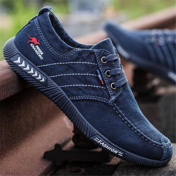 

fashion denim men canvas shoes male summer mens sneakers slip on casual breathable shoes loafers chaussure homme size 39-44, Black